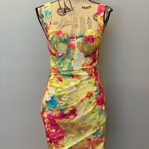 Floral Dress With Adjustable Back Tie & Padded Bra
